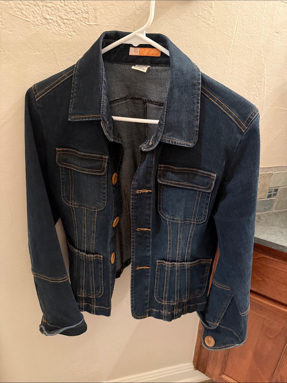 Tulle Dark Blue Denim Jacket with Patch Pockets